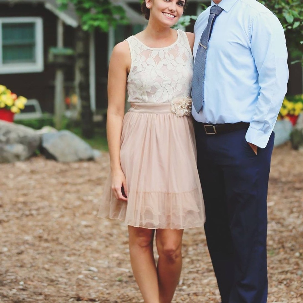 ModCloth Ryu Dress Lace Ivory & Champagne color